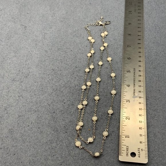 Charming Charlie Necklace Double Strand White Silver Chain Retro - Picture 4 of 5